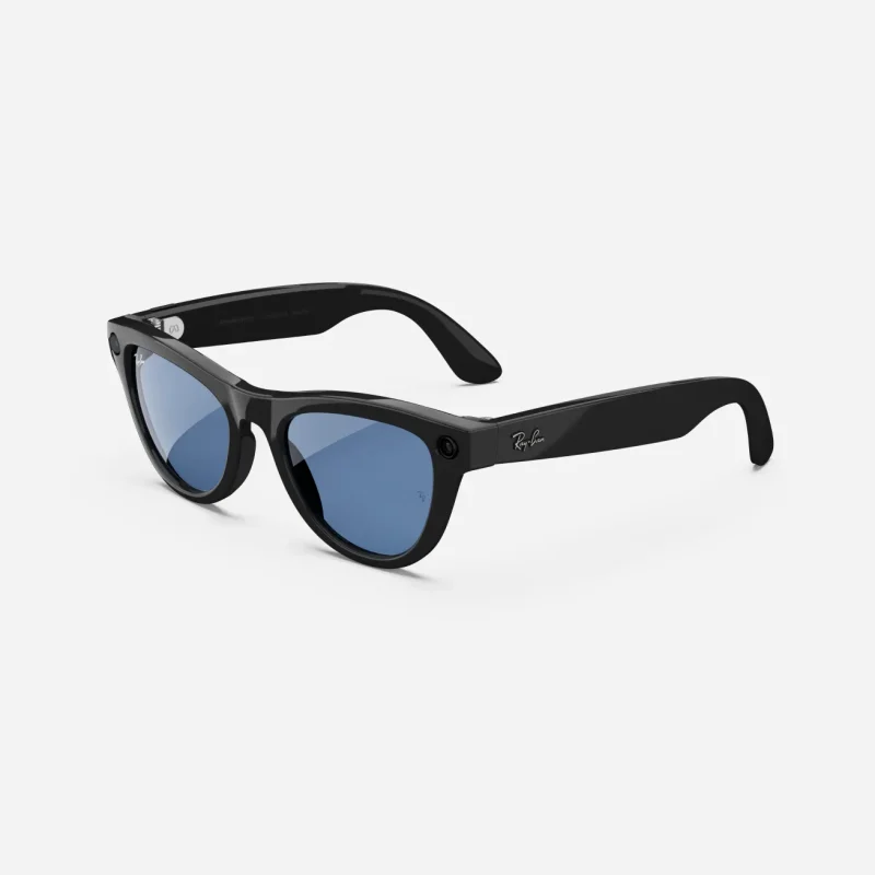 Ray ban-Meta Wayfarer shiny black - Clear/Cerulean Blue Transitions