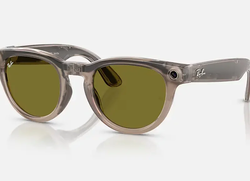 Ray‑Ban Meta Headliner – Shiny Warm Stone /Clear/Dark Green Transitions Size 51