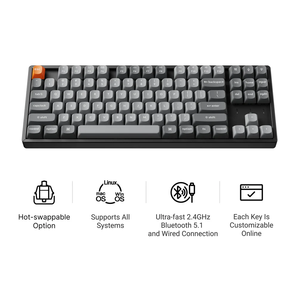 کیبوردمکانیکی بی سیم Keychron K8 Max RGB Hot Swappable Super Red Switch -k8M-H1 - Image 4