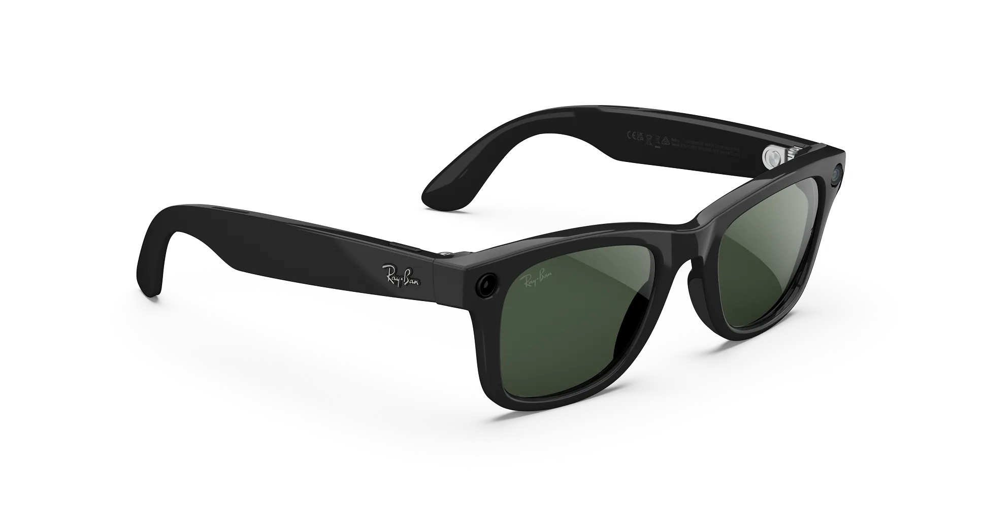 RAY-BAN META Wayfarer- GEN 2 Shiny Black Clear to Graphite Green Transitions Size 53