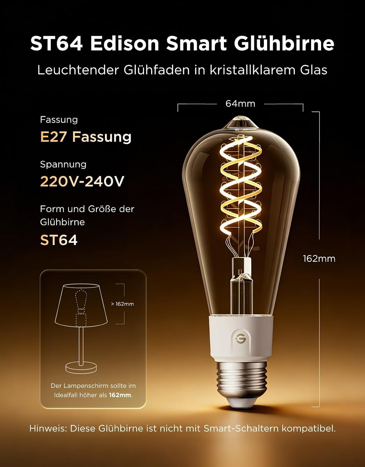Govee ST19 Smart Edison Bulb E27 500lm