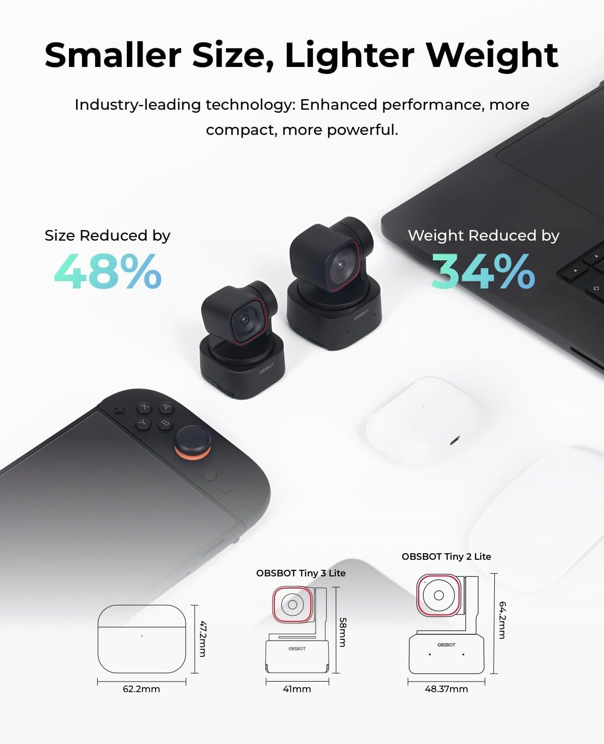 OBSBOT Tiny 3 Lite AI-Powered